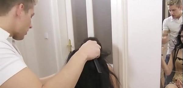  Dominating euro babes ass toying hairdresser